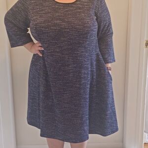 Penningtons Textured Navy Long Sleeve Dress